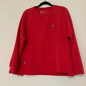Figs Neon Red Women’s Long Sleeve Scrub Top Size XL